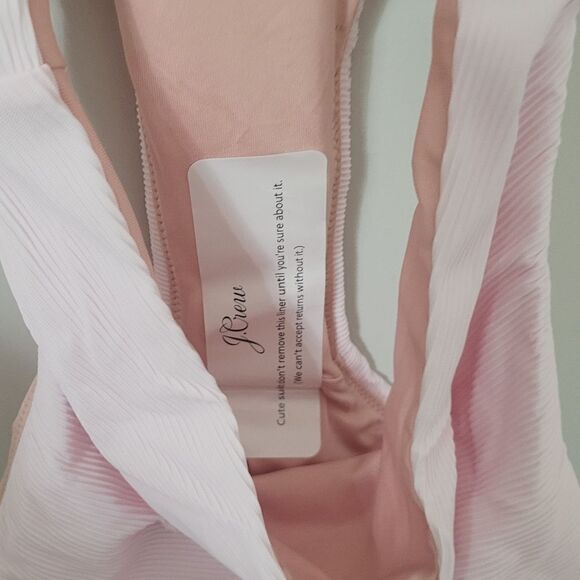 New J.Crew Ribbed High-Rise Cheeky Bikini Bottom in Light Pink Size Medium NWT - Picture 7 of 11